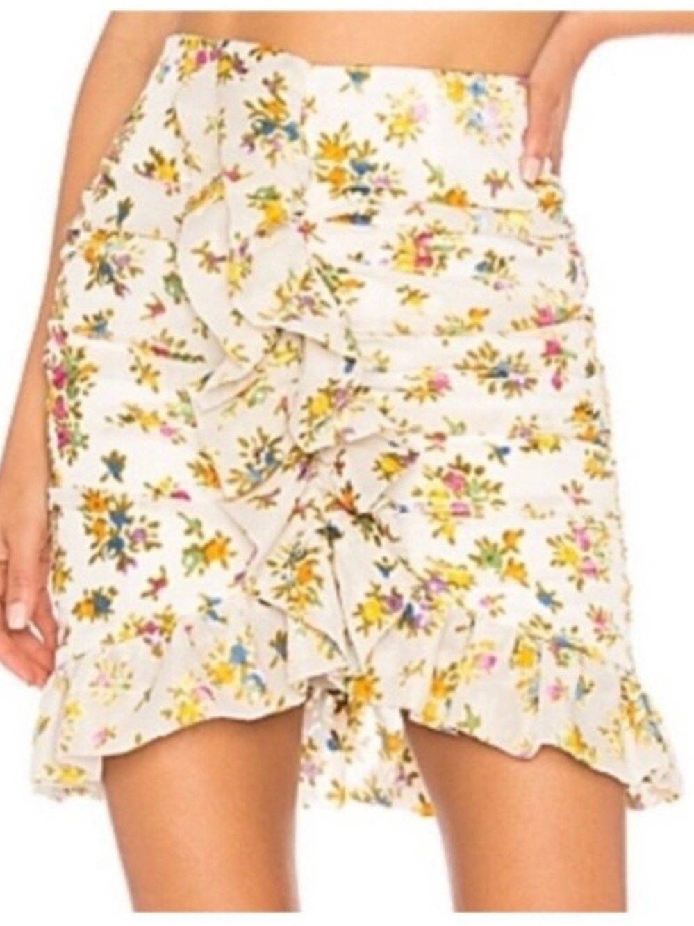 Revolve NBD Skirt Size S Pink Floral Ruffle Back Zip Mini Coquette Cottagecore